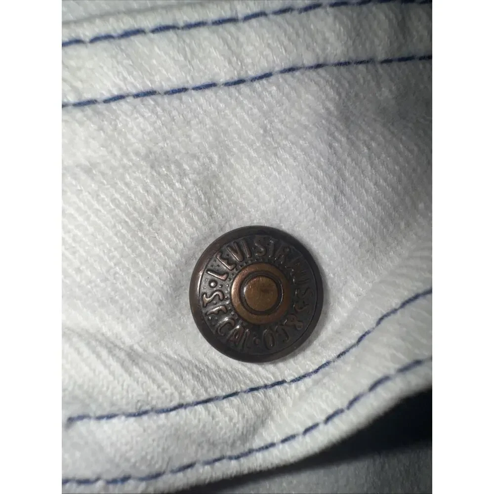 Levi’s Black Gold Tab Big E White Fatigue Cargo Pants With Blue Stitching 30x30